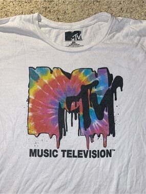 Vintage MTV Music Television 90s Drip Logo Adult 3XL White Tee Shirt